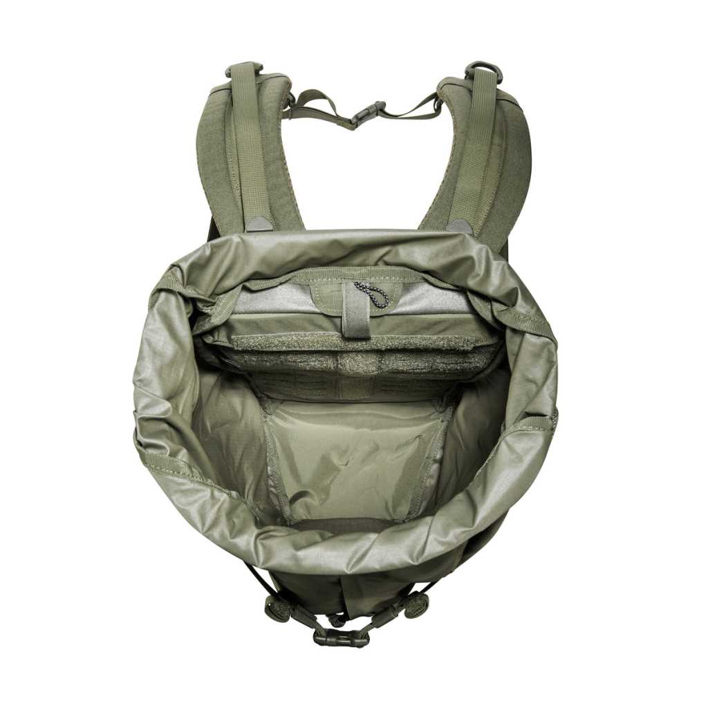 Overhead view of main compartment 28 litre Tasmanian Tiger Sentinel pack - Olive | TT7353.331