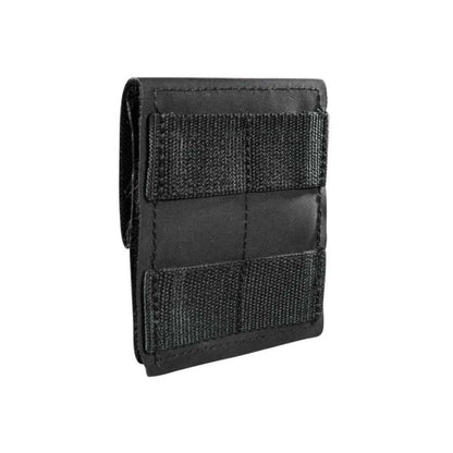 Three quarter back view of MOLLE adaptor for 30-50 mm police belt featuring two MOLLE loops - Black