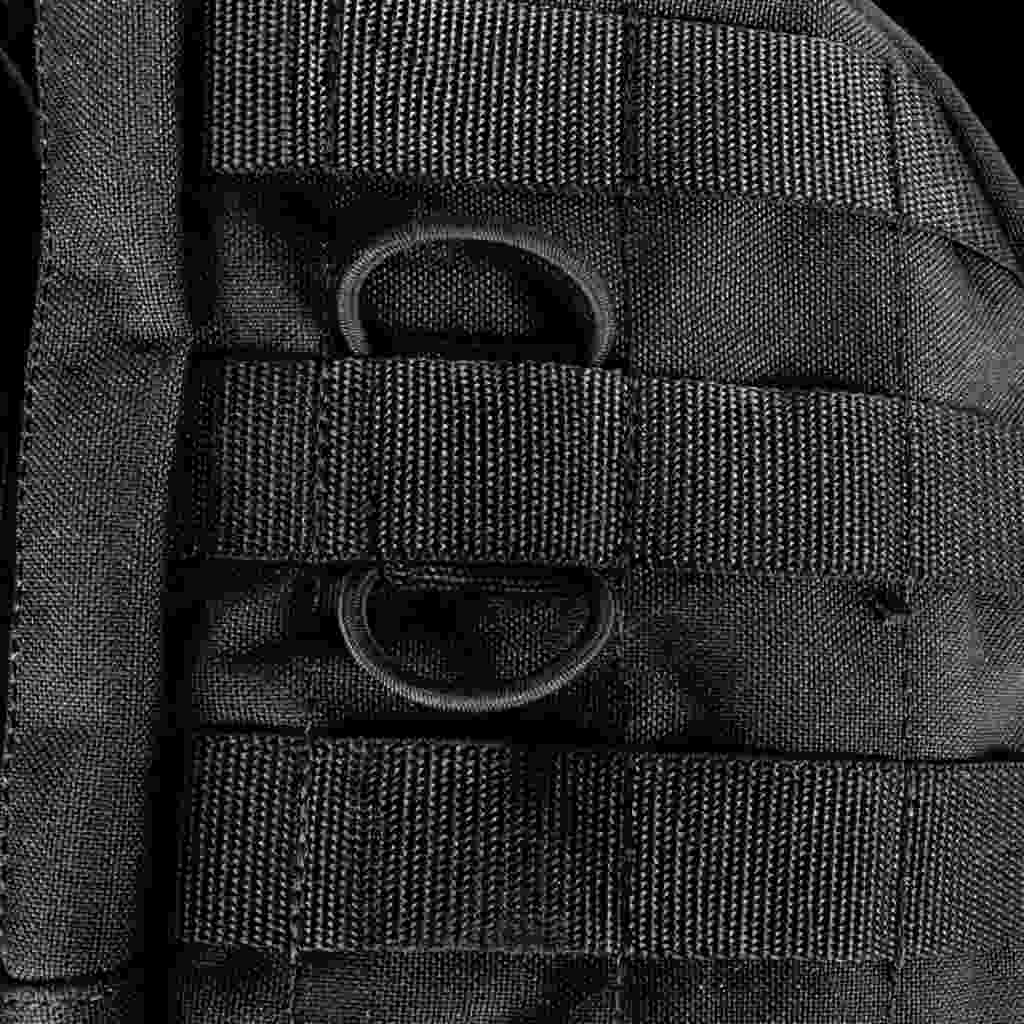 Close up of cable manager in situ in Molle system - Black 