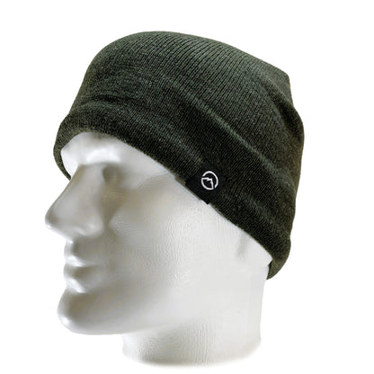 Side view of Domex Forest green fine-knit beanie with plush polar fleece lining for greater comfort and additional warmth | Ships Within New Zealand