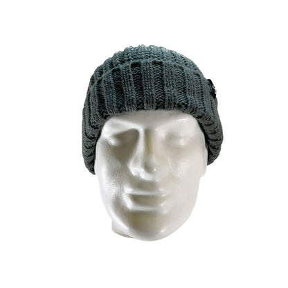 Front view of Grey ombre gradient cuffed beanie in a chunky knit