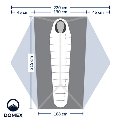 Schematic of floor plan for Domex Ascent 1 Tent