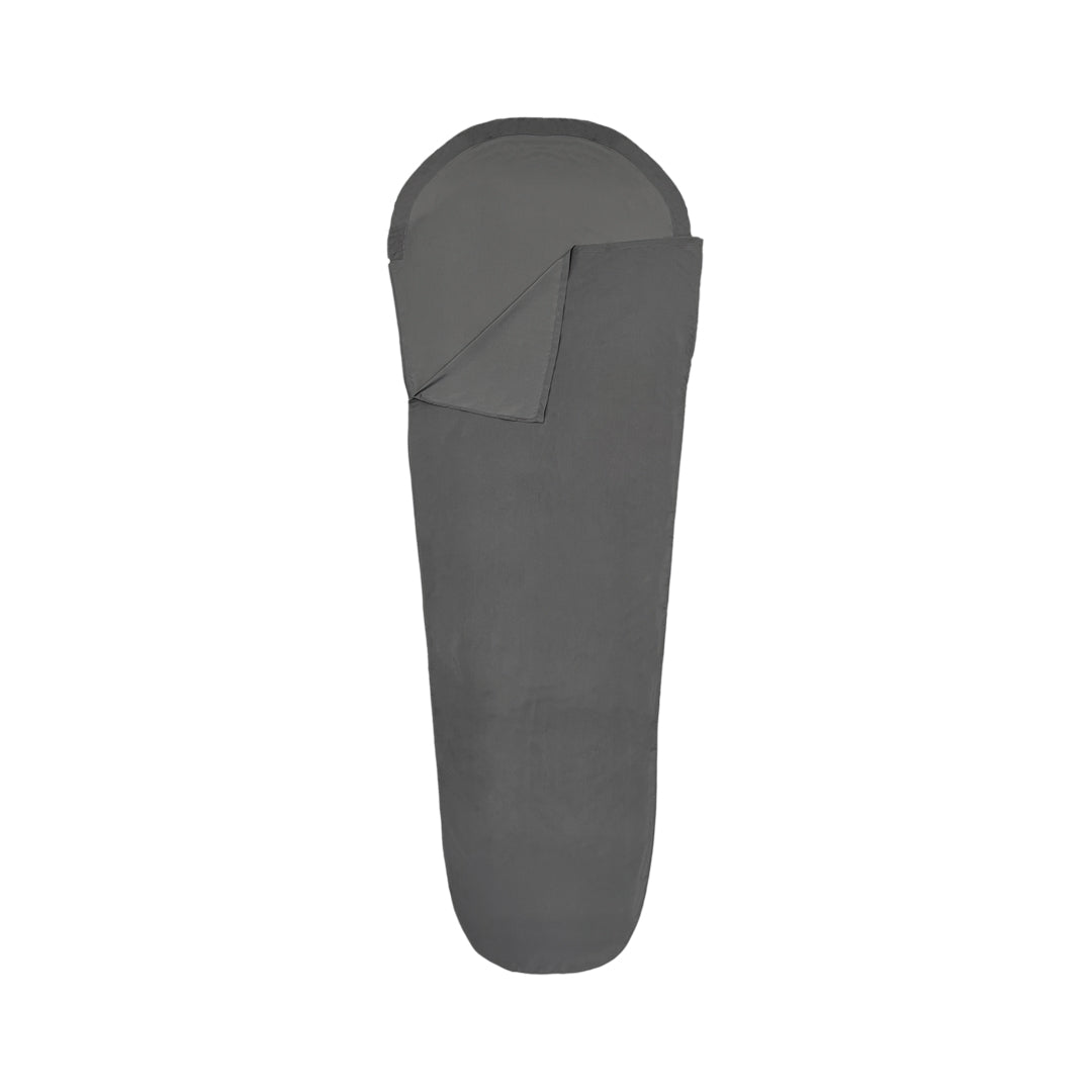Front view of Domex Mummy Polyester Liner Shown Open - Grey |
