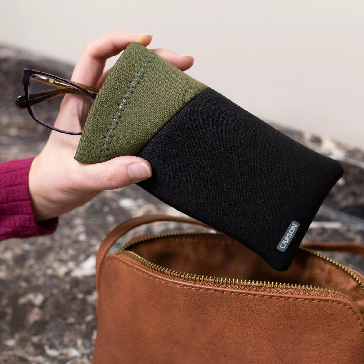 Carson Neoprene Eyewear Case with attached Lens Cloth (assorted colours)