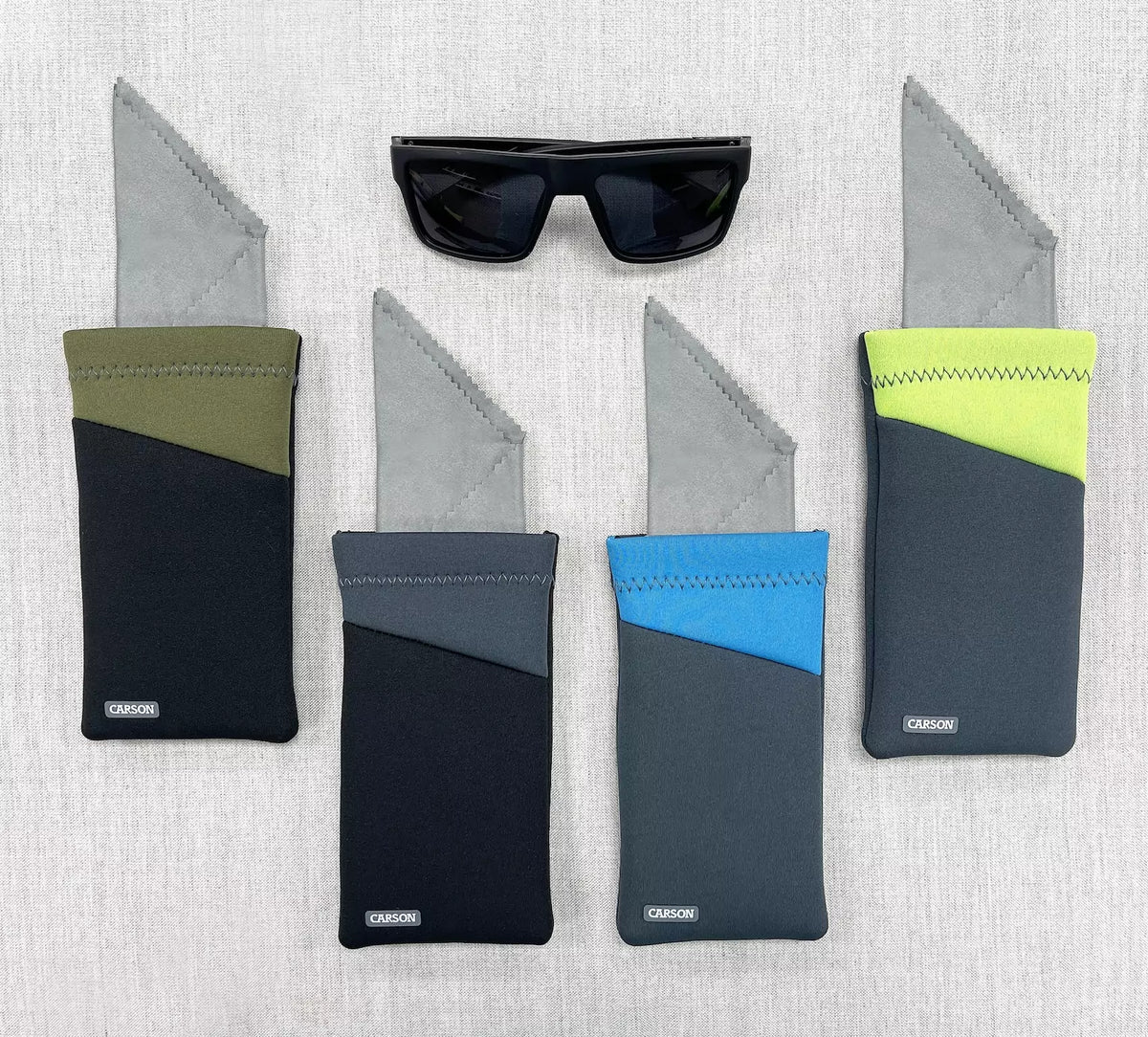 Carson Neoprene Eyewear Case with attached Lens Cloth (assorted colours)