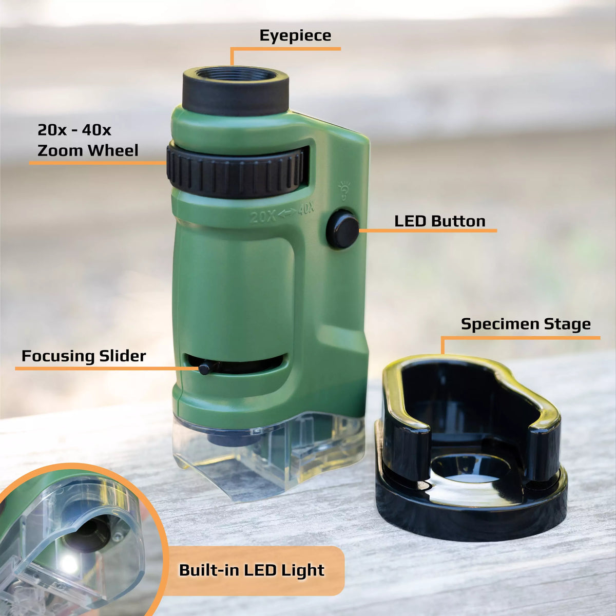 Carson Kids 20x-40x MicroBrite Pocket Microscope