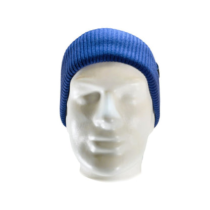 From view of Domex wool-rich blend fine rib-knit Fisherman's beanie with cuffed hem - Polar Blue | DOMB1050
