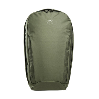 Front view of twenty-two litre Tasmanian Tiger Urban Tac Pack with zippered main and front compartments - Olive | TT7558.331