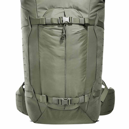 Close up of front pocket on 40 litre Tasmanian Tiger sentinel pack - Olive
