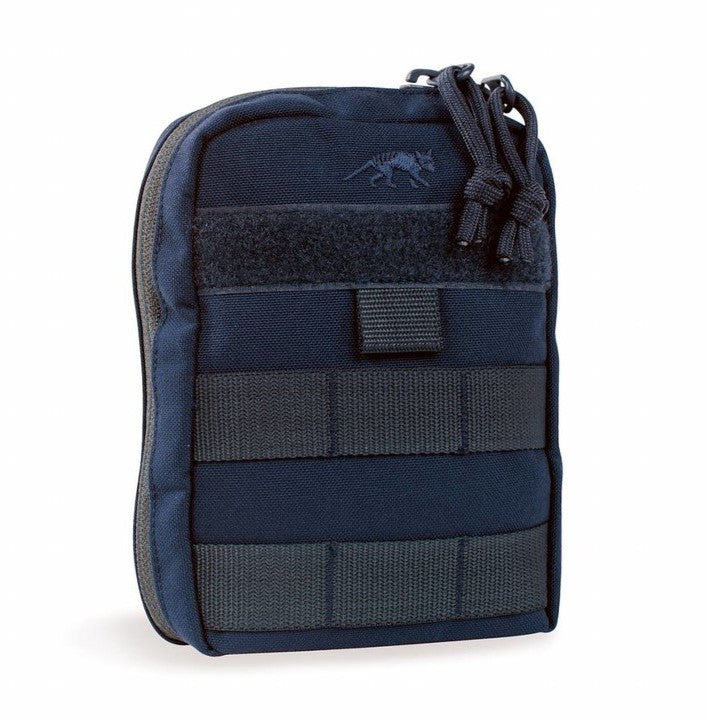 Three quarter front view of  Tasmanian Tiger trema tac pouch with extra wide zipped opening and hook-and-loop-panel - Navy | Ships Within New Zealand